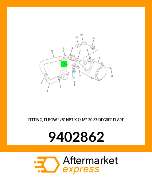 FITTING, ELBOW 1/8" NPT X 7/16"-20 37 DEGREE FLARE 9402862