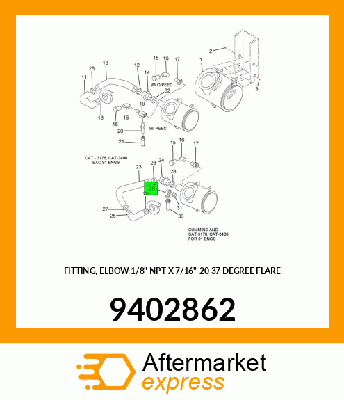 FITTING, ELBOW 1/8" NPT X 7/16"-20 37 DEGREE FLARE 9402862