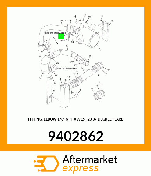 FITTING, ELBOW 1/8" NPT X 7/16"-20 37 DEGREE FLARE 9402862