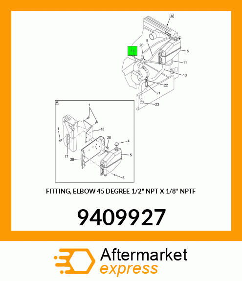 FITTING, ELBOW 45 DEGREE 1/2" NPT X 1/8" NPTF 9409927