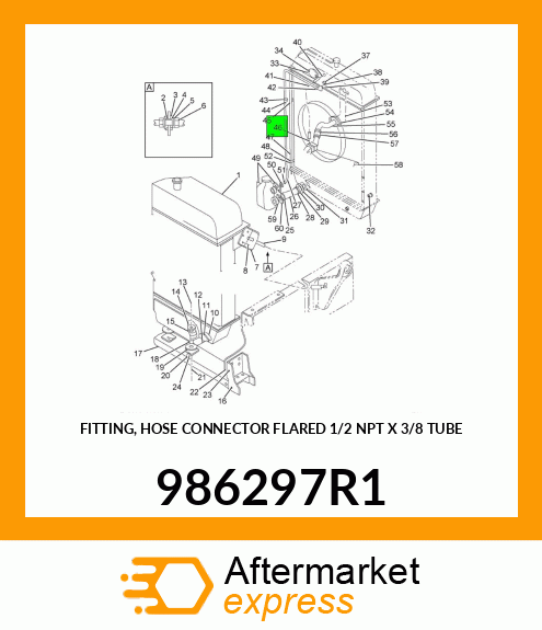 FITTING, HOSE CONNECTOR FLARED 1/2" NPT X 3/8" TUBE 986297R1