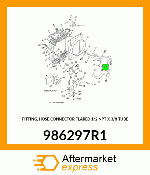 FITTING, HOSE CONNECTOR FLARED 1/2" NPT X 3/8" TUBE 986297R1