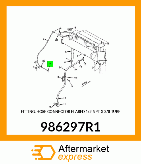 FITTING, HOSE CONNECTOR FLARED 1/2" NPT X 3/8" TUBE 986297R1