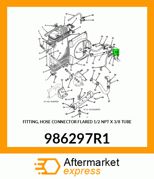 FITTING, HOSE CONNECTOR FLARED 1/2" NPT X 3/8" TUBE 986297R1
