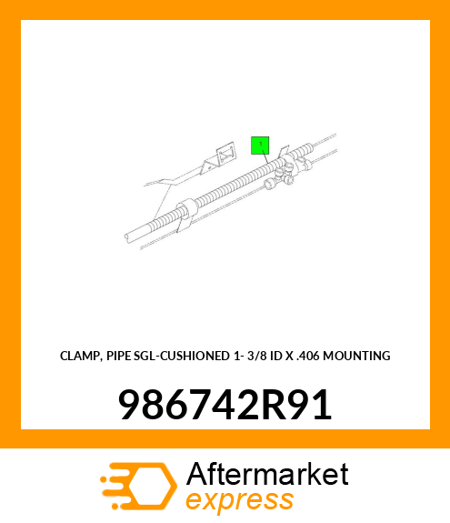 CLAMP, PIPE SGL-CUSHIONED 1- 3/8 ID X .406 MOUNTING 986742R91