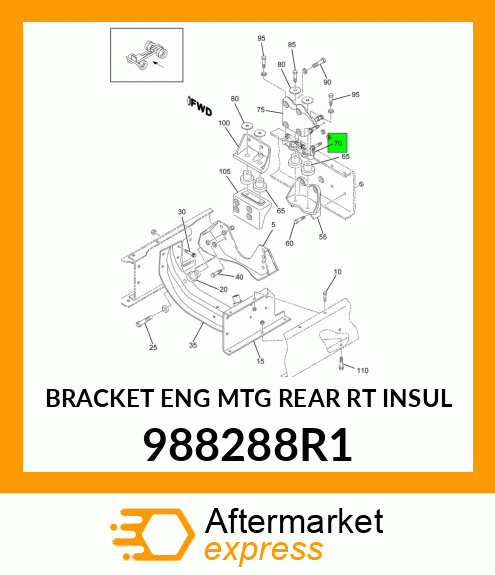 BRACKET ENG MTG REAR RT INSUL 988288R1