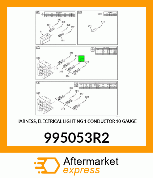 HARNESS, ELECTRICAL LIGHTING 1 CONDUCTOR 10 GAUGE 995053R2