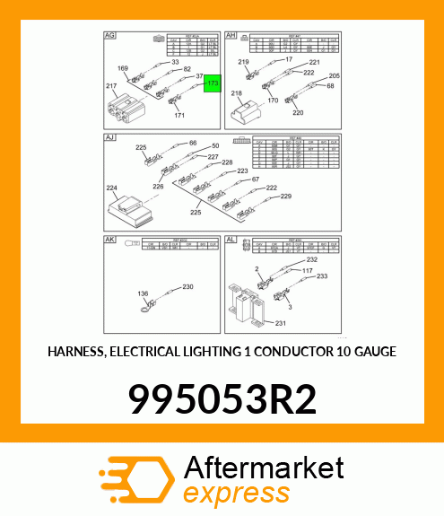 HARNESS, ELECTRICAL LIGHTING 1 CONDUCTOR 10 GAUGE 995053R2