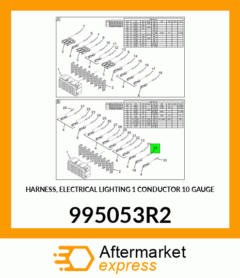 HARNESS, ELECTRICAL LIGHTING 1 CONDUCTOR 10 GAUGE 995053R2