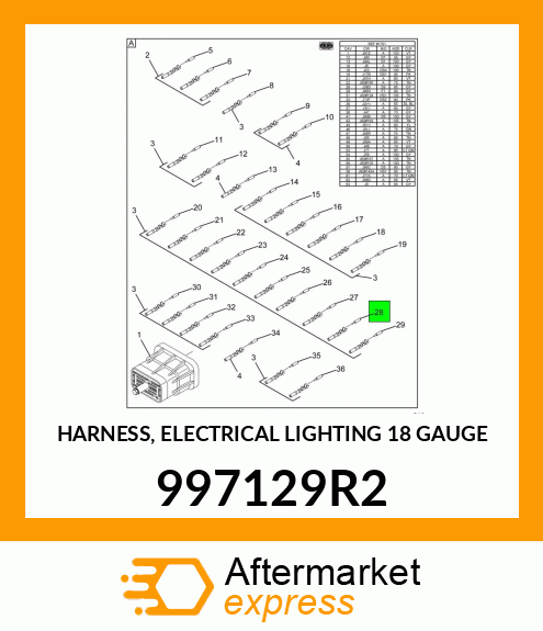 HARNESS, ELECTRICAL LIGHTING 18 GAUGE 997129R2