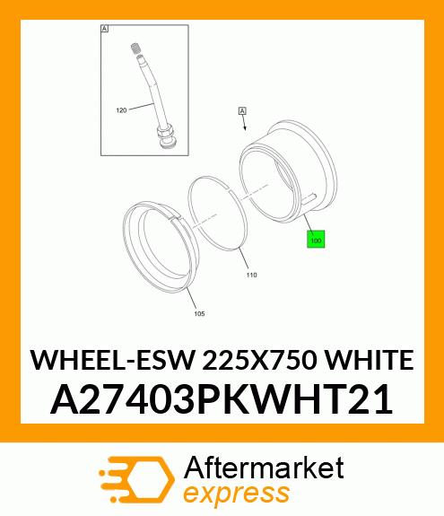 WHEEL-ESW 225X750 WHITE A27403PKWHT21