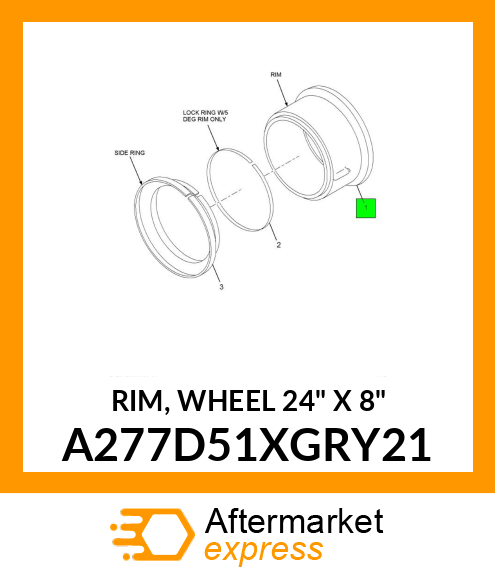 RIM, WHEEL 24" X 8" A277D51XGRY21