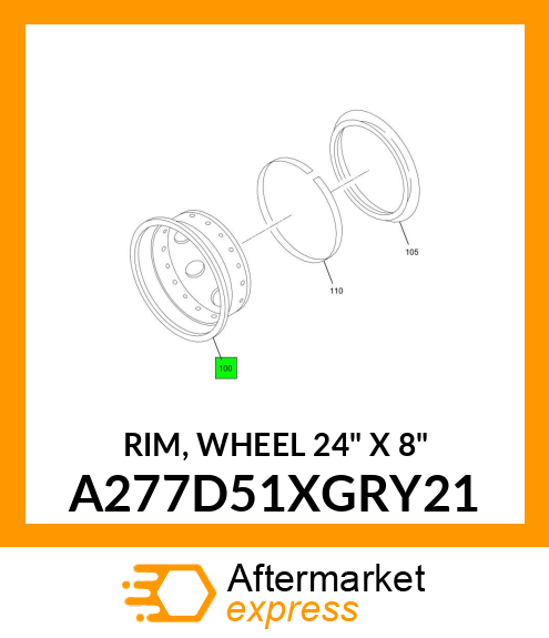 RIM, WHEEL 24" X 8" A277D51XGRY21