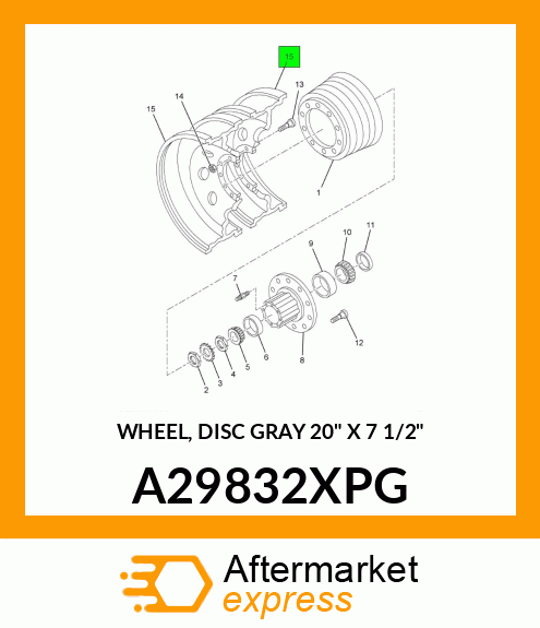 WHEEL, DISC GRAY 20" X 7 1/2" A29832XPG