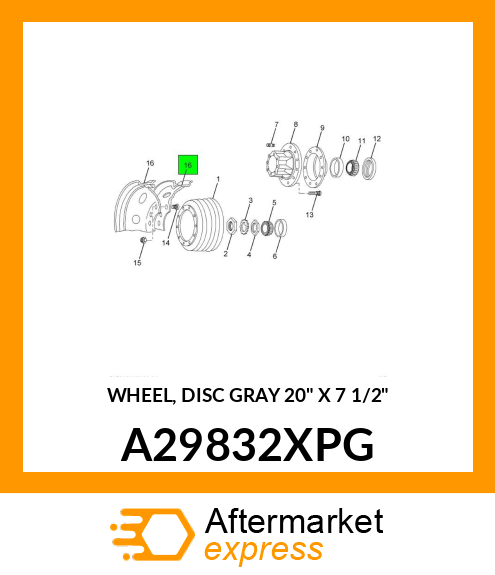 WHEEL, DISC GRAY 20" X 7 1/2" A29832XPG