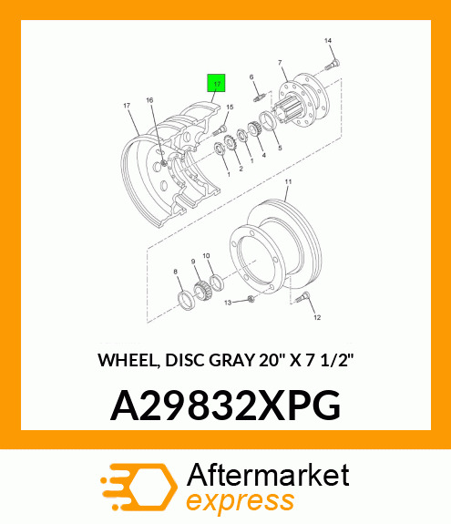 WHEEL, DISC GRAY 20" X 7 1/2" A29832XPG