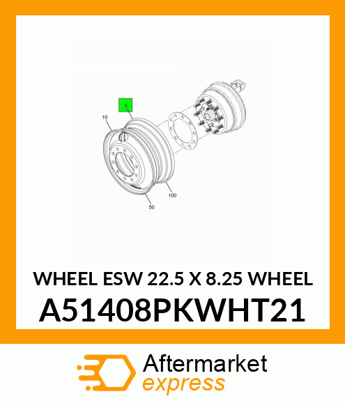 WHEEL ESW 22.5 X 8.25 WHEEL A51408PKWHT21