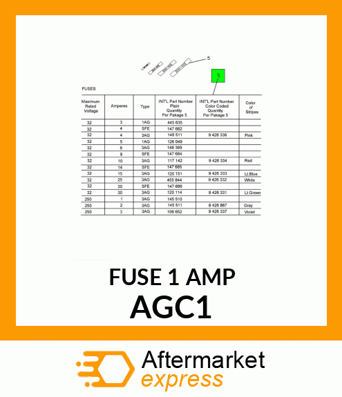 FUSE 1 AMP AGC1