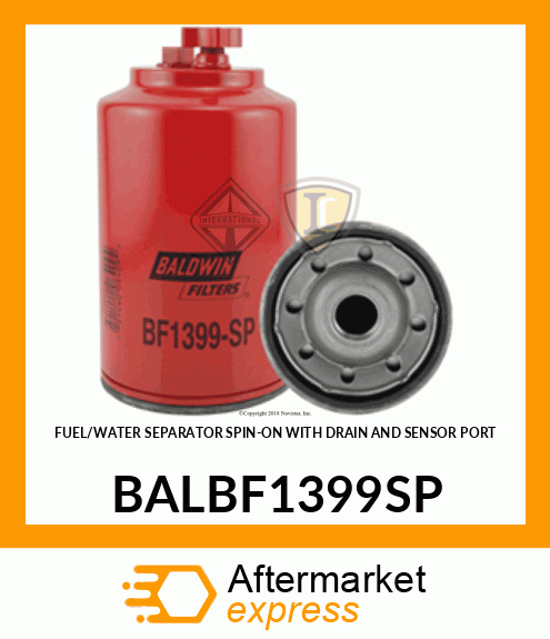 FUEL/WATER SEPARATOR SPIN-ON WITH DRAIN AND SENSOR PORT BALBF1399SP