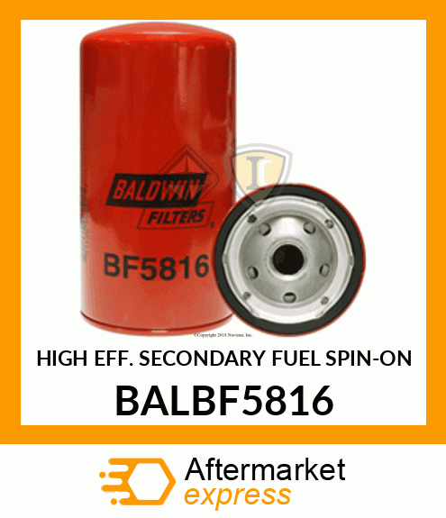 HIGH EFF. SECONDARY FUEL SPIN-ON BALBF5816