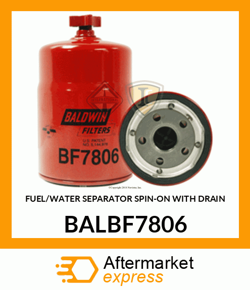 FUEL/WATER SEPARATOR SPIN-ON WITH DRAIN BALBF7806