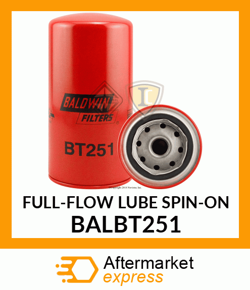 FULL-FLOW LUBE SPIN-ON BALBT251