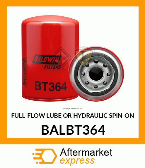 FULL-FLOW LUBE OR HYDRAULIC SPIN-ON BALBT364