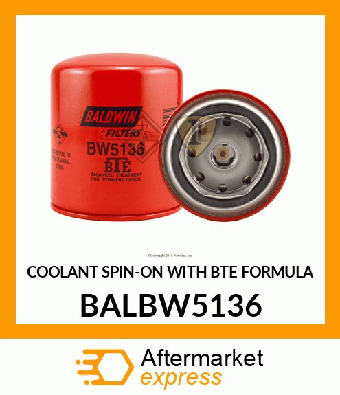 COOLANT SPIN-ON WITH BTE FORMULA BALBW5136