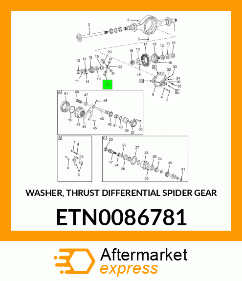 WASHER, THRUST DIFFERENTIAL SPIDER GEAR ETN0086781