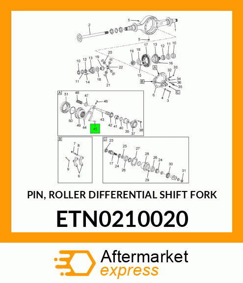 PIN, ROLLER DIFFERENTIAL SHIFT FORK ETN0210020