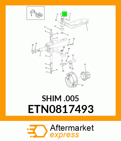 SHIM, STEERING KNUCKLE KING PIN .005" THICK ETN0817493