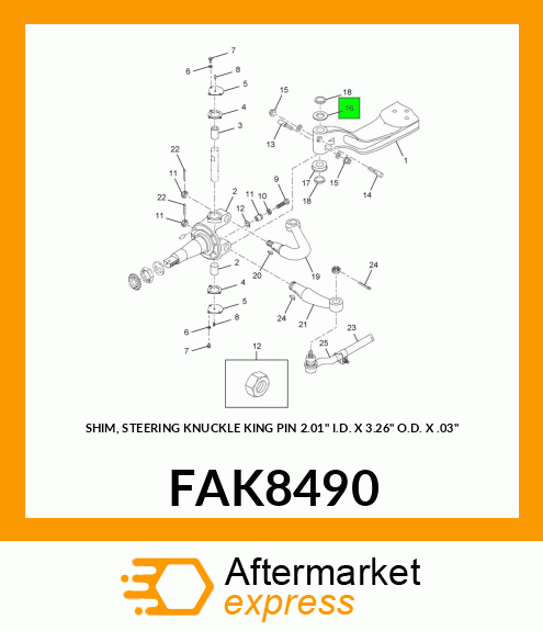 SHIM, STEERING KNUCKLE KING PIN 2.01" I.D. X 3.26" O.D. X .03" FAK8490