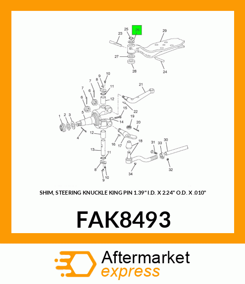 SHIM, STEERING KNUCKLE KING PIN 1.39" I.D. X 2.24" O.D. X .010" FAK8493