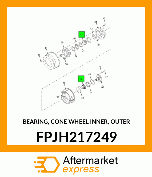 BEARING, CONE WHEEL INNER, OUTER FPJH217249