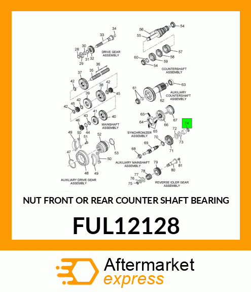 NUT FRONT OR REAR COUNTER SHAFT BEARING FUL12128