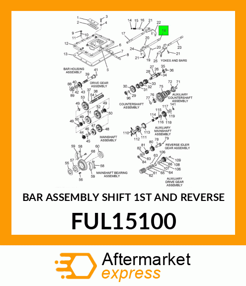 BAR ASSEMBLY SHIFT 1ST AND REVERSE FUL15100