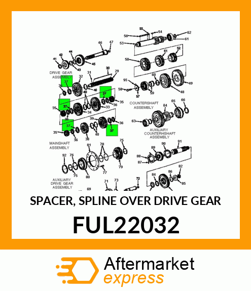 SPACER, SPLINE OVER DRIVE GEAR FUL22032