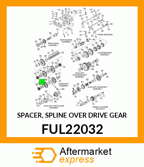 SPACER, SPLINE OVER DRIVE GEAR FUL22032