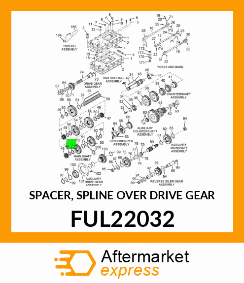 SPACER, SPLINE OVER DRIVE GEAR FUL22032