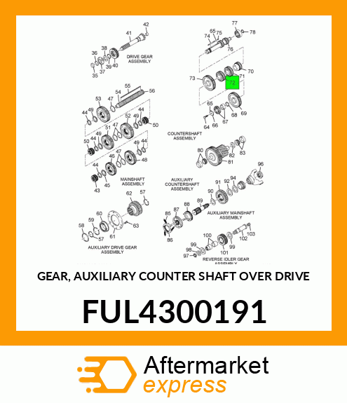 GEAR, AUXILIARY COUNTER SHAFT OVER DRIVE FUL4300191