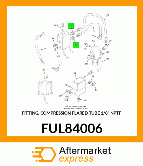 FITTING, COMPRESSION FLARED TUBE 1/8" NPTF FUL84006