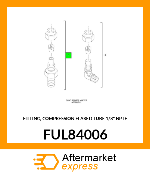 FITTING, COMPRESSION FLARED TUBE 1/8" NPTF FUL84006