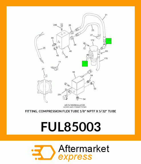 FITTING, COMPRESSION FLEX TUBE 1/8" NPTF X 5/32" TUBE FUL85003