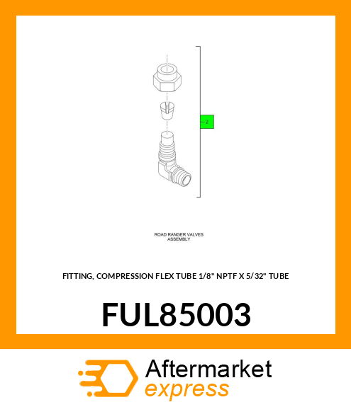 FITTING, COMPRESSION FLEX TUBE 1/8" NPTF X 5/32" TUBE FUL85003