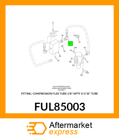 FITTING, COMPRESSION FLEX TUBE 1/8" NPTF X 5/32" TUBE FUL85003