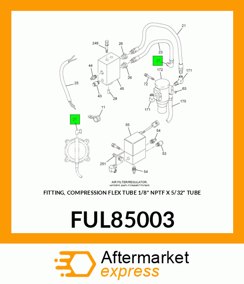 FITTING, COMPRESSION FLEX TUBE 1/8" NPTF X 5/32" TUBE FUL85003