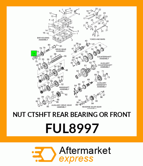 NUT CTSHFT REAR BEARING OR FRONT FUL8997