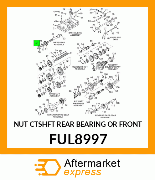 NUT CTSHFT REAR BEARING OR FRONT FUL8997