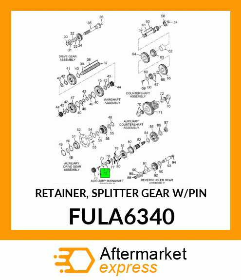 RETAINER, SPLITTER GEAR W/PIN FULA6340