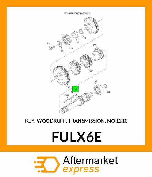 KEY, WOODRUFF, TRANSMISSION, NO 1210 FULX6E